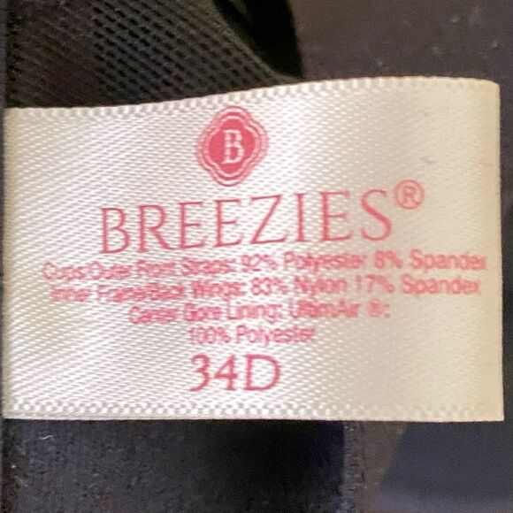 Breezies Natural Embrace Underwire Contour Tee Shirt Bra Black Size 34D - Picture 4 of 5